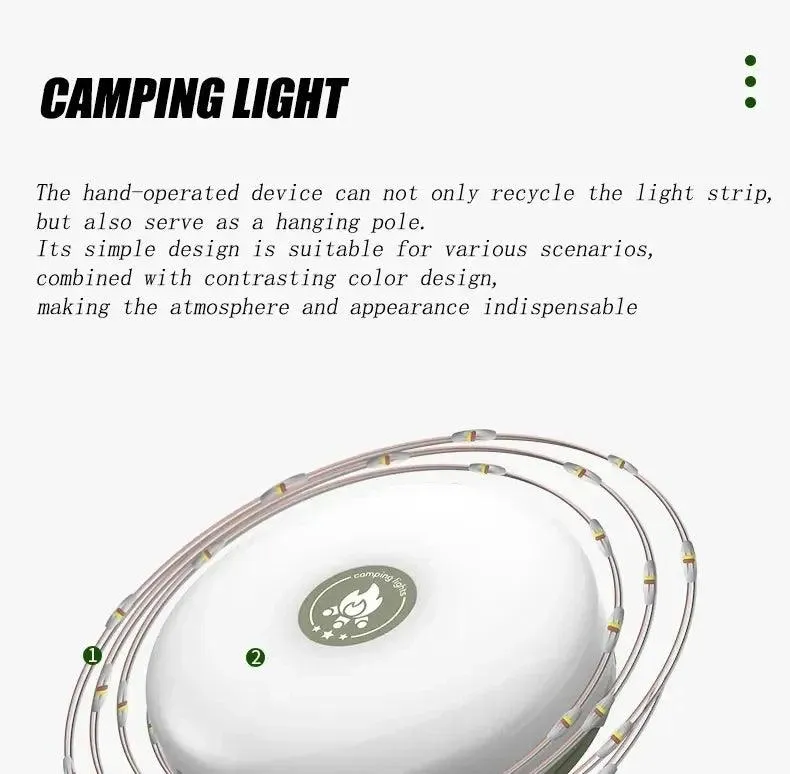 🌟 Camping String Lights, 33Ft with Lanterns (2 in 1) | Rechargeable 2000mAh Camping Lights | IPX6 Waterproof & USB Charging