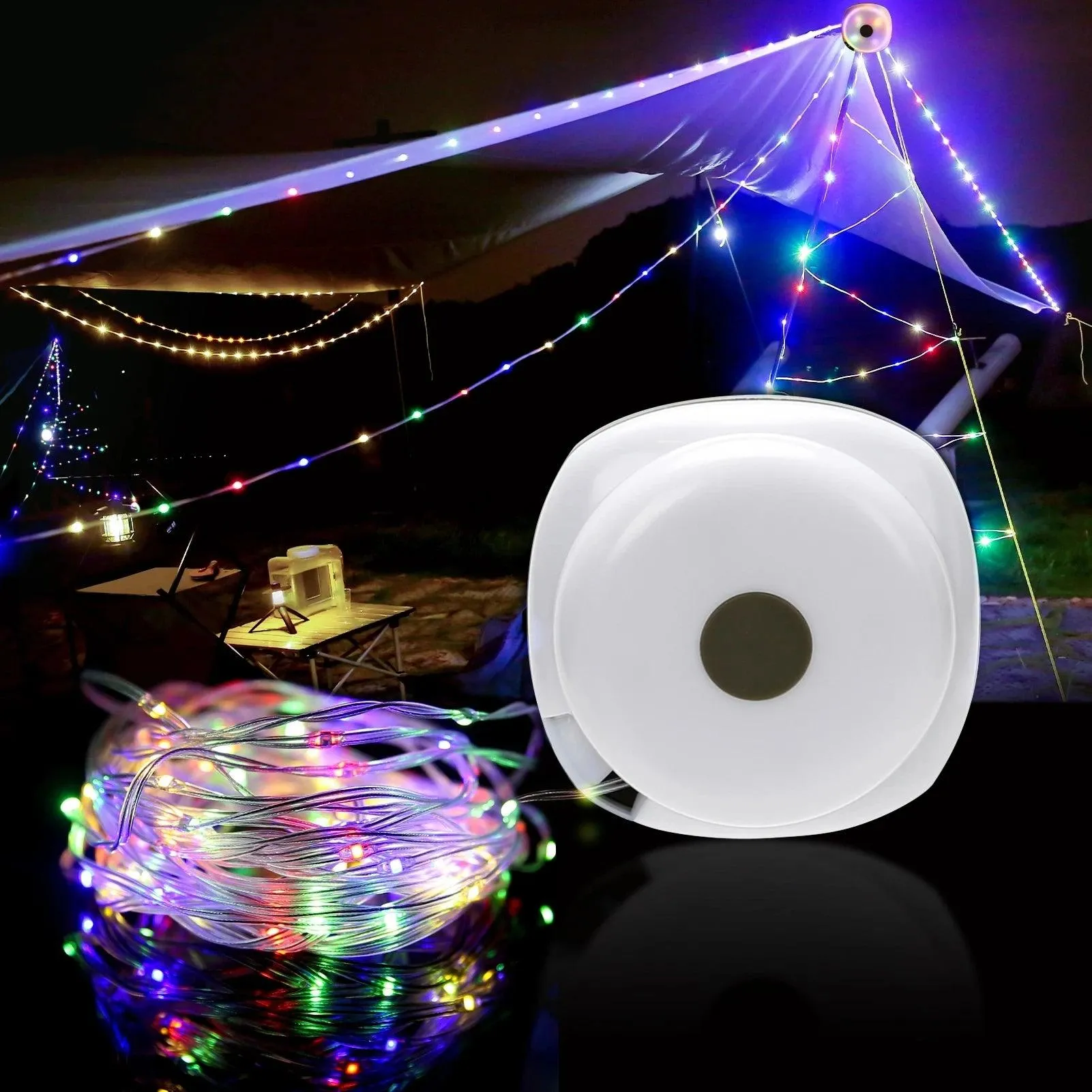 🌟 Camping String Lights, 33Ft with Lanterns (2 in 1) | Rechargeable 2000mAh Camping Lights | IPX6 Waterproof & USB Charging