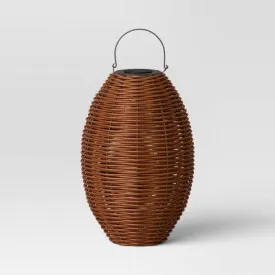 29"x19.4" Resin Wicker Woven Large LED Outdoor Lantern Dark Brown - Threshold