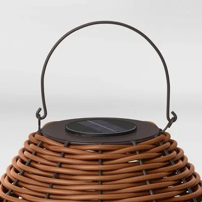 29"x19.4" Resin Wicker Woven Large LED Outdoor Lantern Dark Brown - Threshold