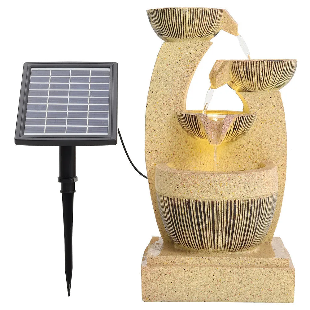 4 Tier Outdoor Solar Water Feature Fountain LED Lights Cascade