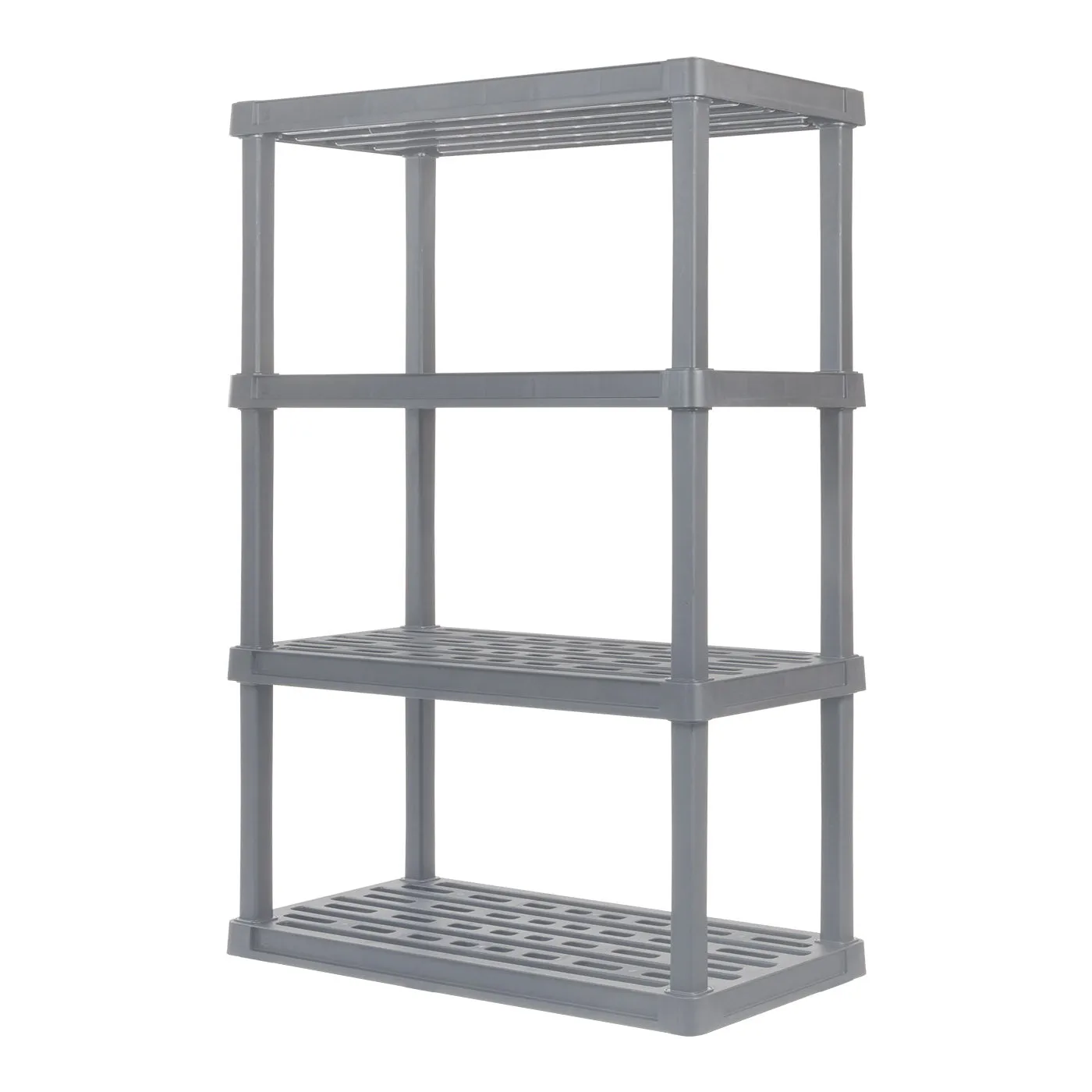 4-Tier Wide Plastic Rack Storage Shelf with 400lb. Total Capacity, Elephant Gray