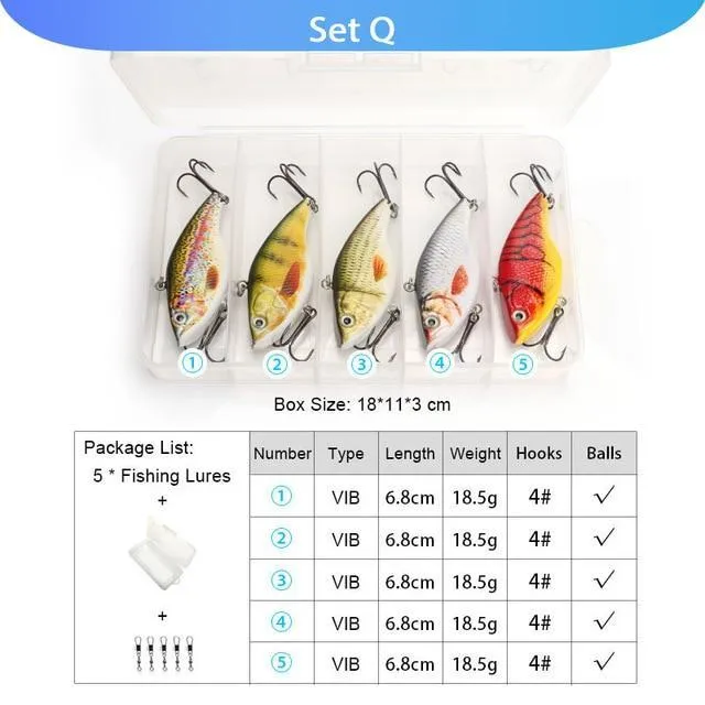 5pcs Fishing Lures Set Wobblers Crankbaits Fishing Box