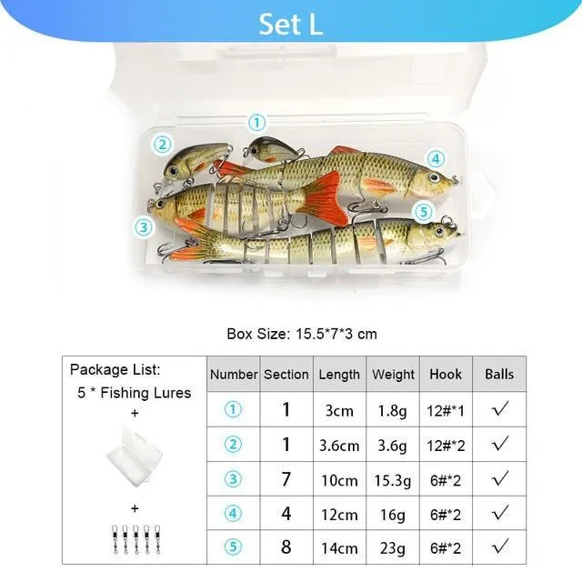 5pcs Fishing Lures Set Wobblers Crankbaits Fishing Box