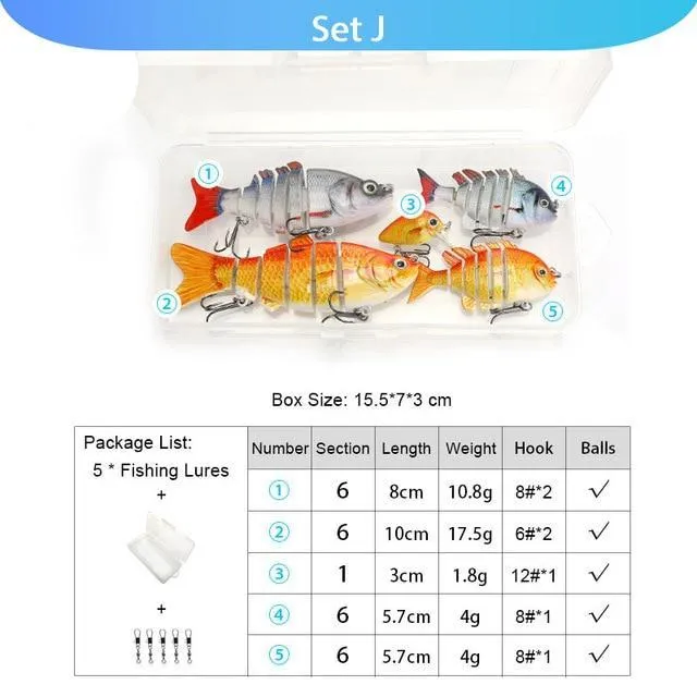 5pcs Fishing Lures Set Wobblers Crankbaits Fishing Box