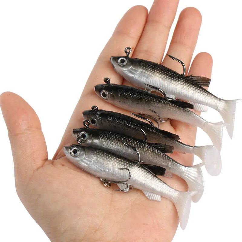 5pcs Lifelike Soft Fishing Lures with Cool Hooks for Success