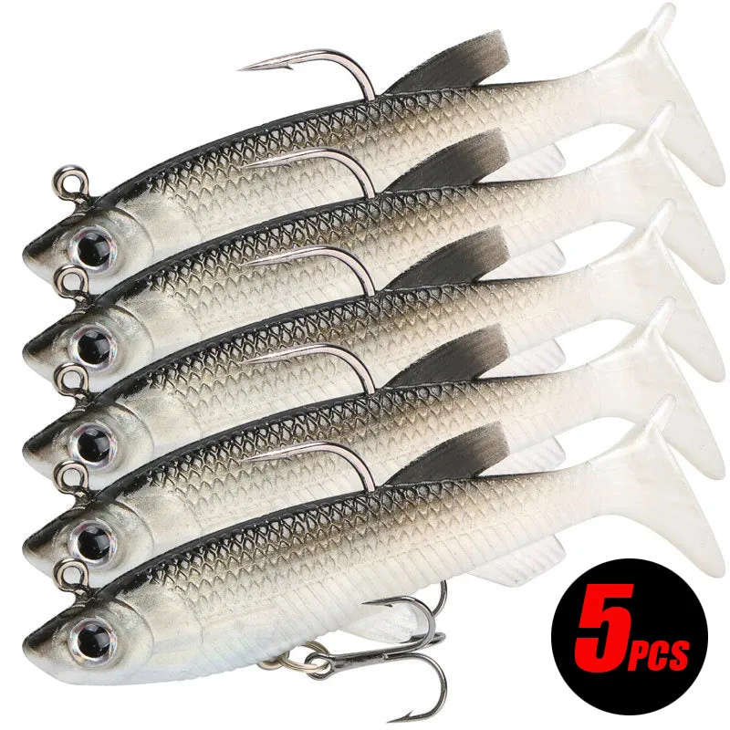 5pcs Lifelike Soft Fishing Lures with Cool Hooks for Success