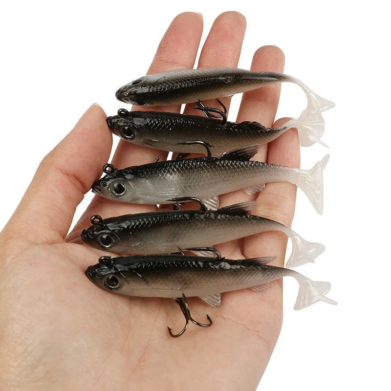 5pcs Lifelike Soft Fishing Lures with Cool Hooks for Success