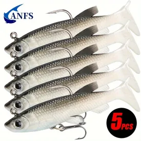 5pcs Lifelike Soft Fishing Lures with Cool Hooks for Success