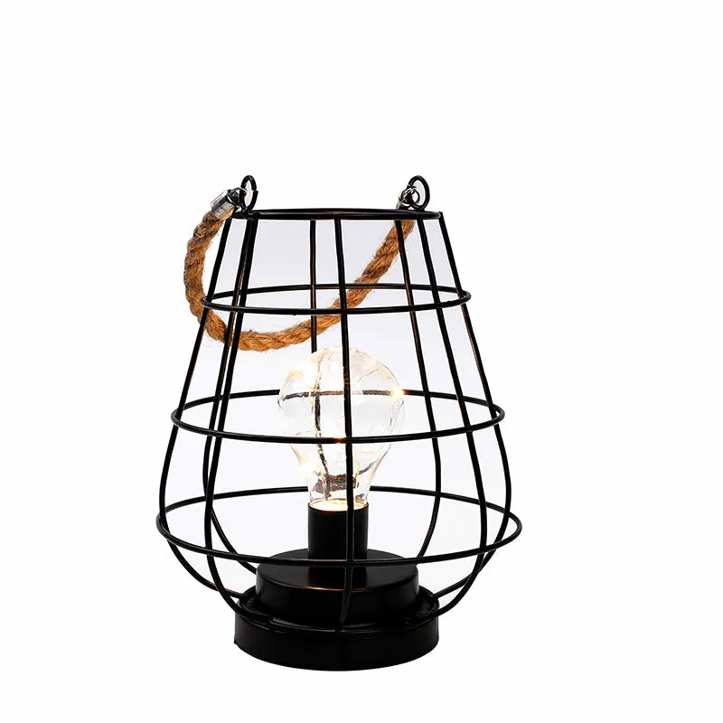 8.5" Tall Battery Powered Outdoor Table Lamp Black