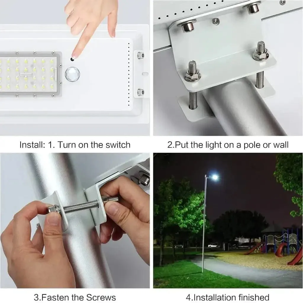 All in One LED solar street lamp Waterproof Integrated Wall Light for Home, Garden, Outdoor (80W, Grey)(Renewed)