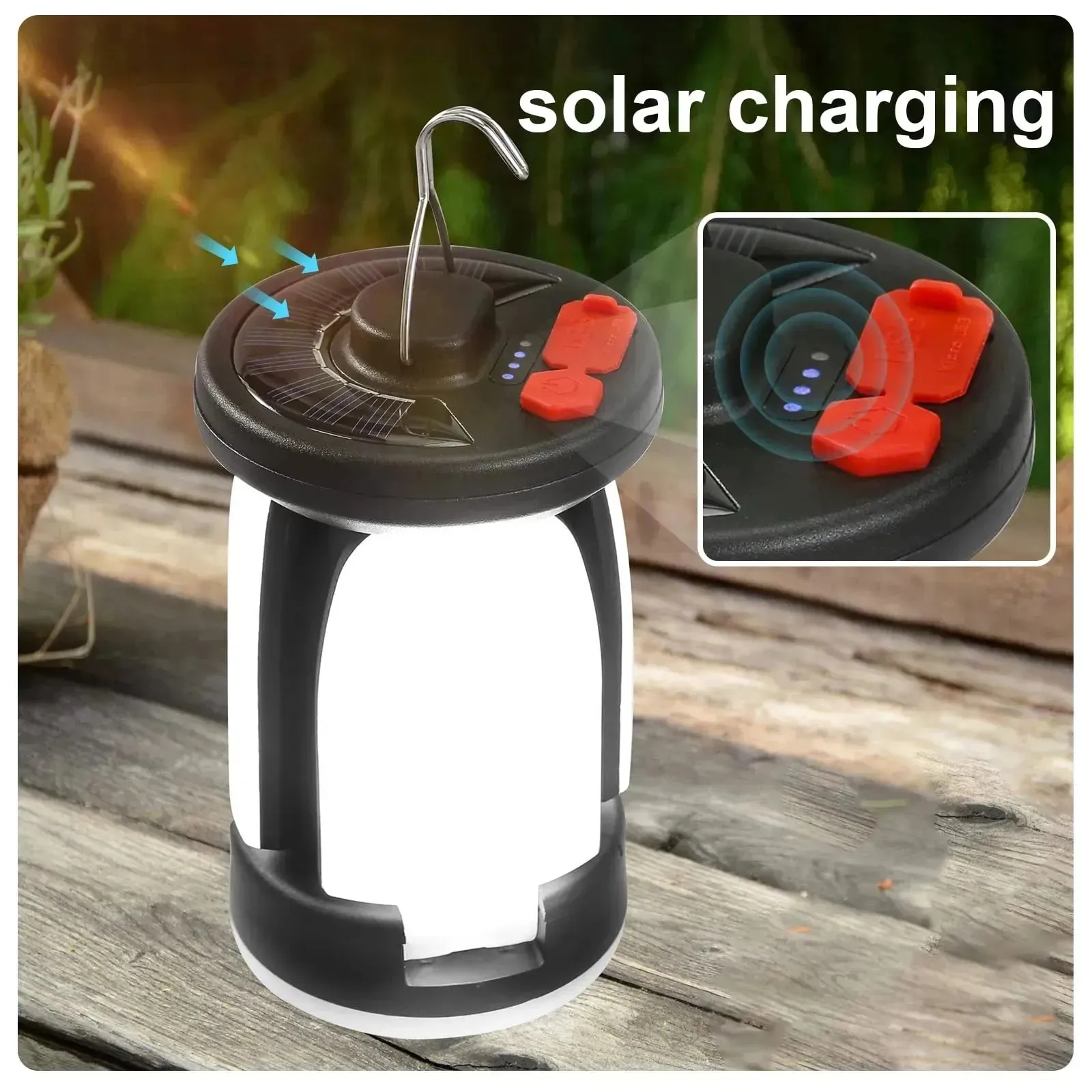 Camping Solar Lamp Rechargeable LED Light With Emergency Power Bank