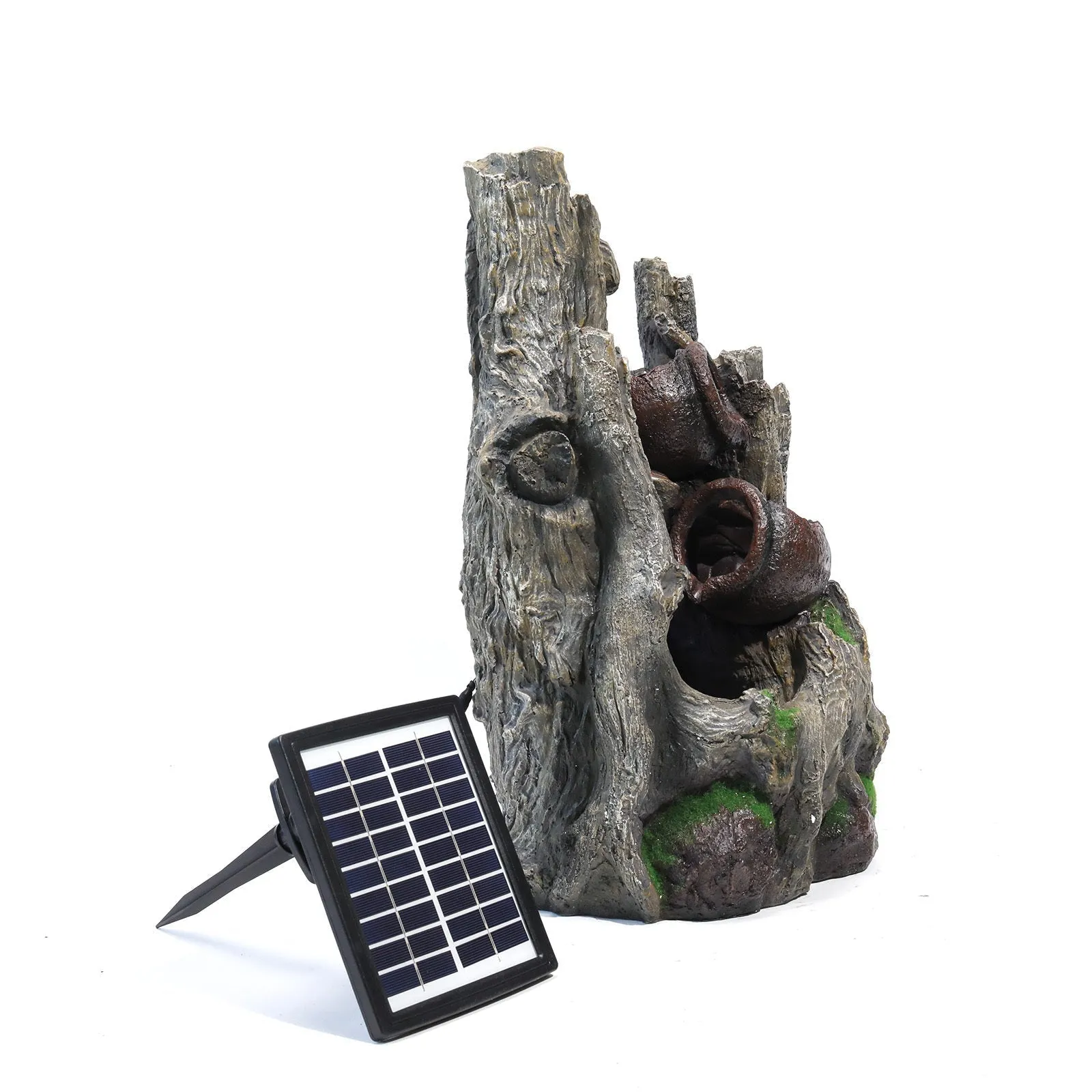 Cascading on Tree Branch Waterfall Fountain with LED Light Patio Solar