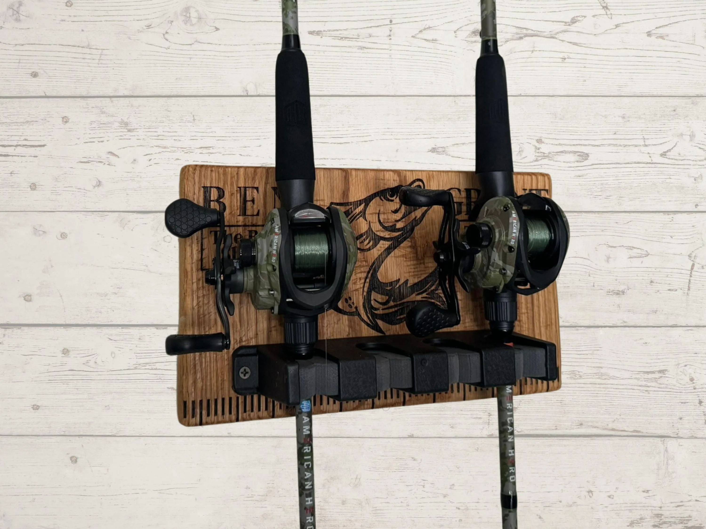 Custom Fishing Rod Holder - Wall Mounted & Holds 4 Rods