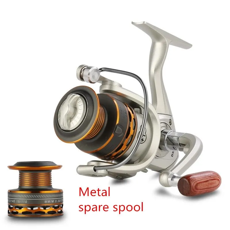 Double Spool Fishing coil Wooden handshake 12  1BB Spinning Fishing Reel Professional Metal Left/Right Hand  Fishing Reel Wheels