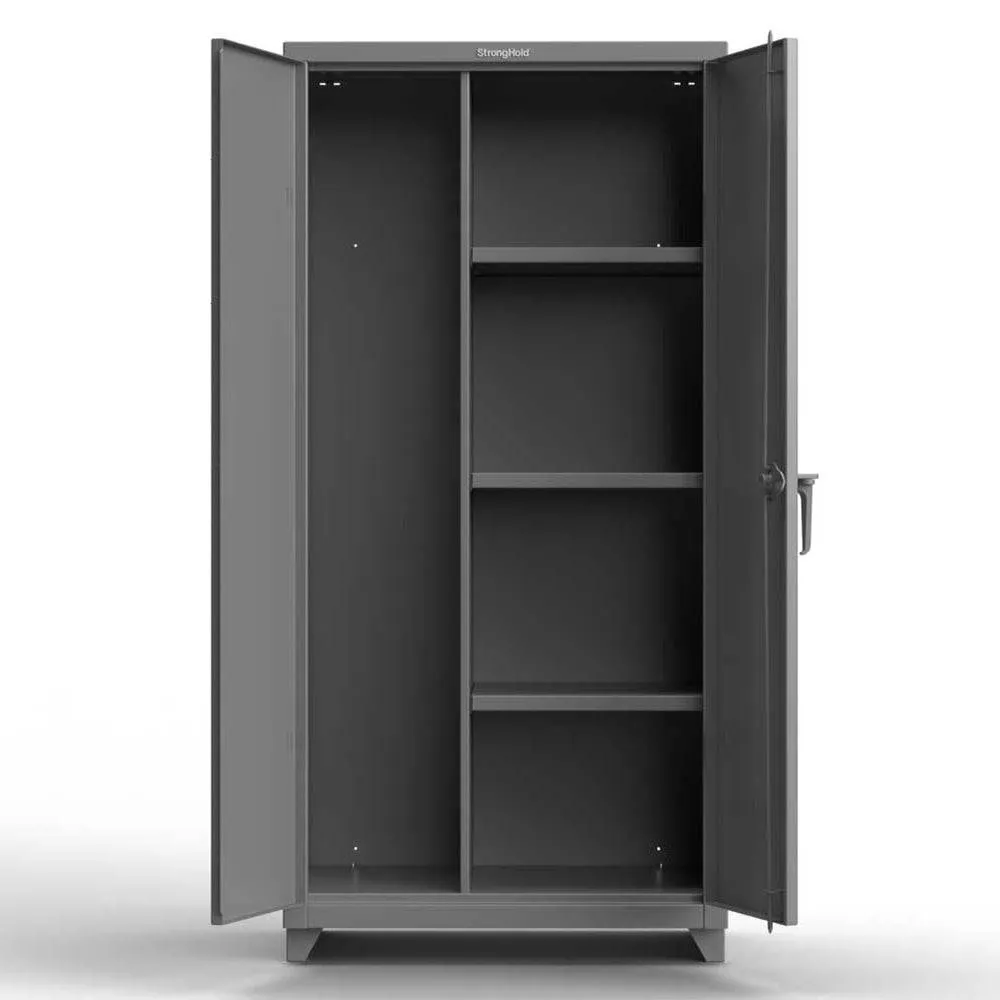 Extra Heavy Duty 14 GA Janitorial Cabinet with 3 Shelves - 36 In. W x 24 In. D x 75 In. H