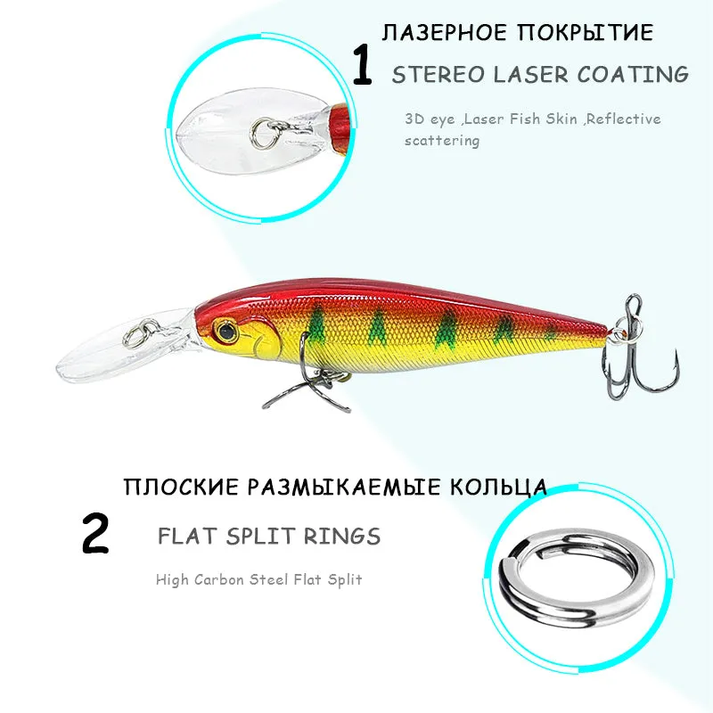 Fishing Lure Set Trolling Artificial Bait Bionic Fish Big Wobbler Deep water Long bill Hard Lure