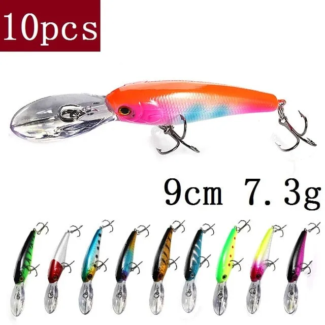 Fishing Lure Set Trolling Artificial Bait Bionic Fish Big Wobbler Deep water Long bill Hard Lure