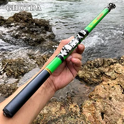 GHOTDA Carbon  Telescopic Rock Carp Feeder Mini Travel Fishing Rod - High Quality 1.5m-3.0m