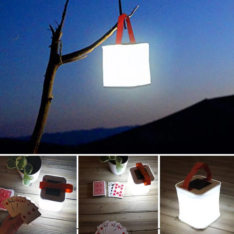 New LED Lantern Solar Collapsible Camp Flashlight Torch Light Waterproof Lantern Handheld Inflatable Balloon Illuminating Lamp