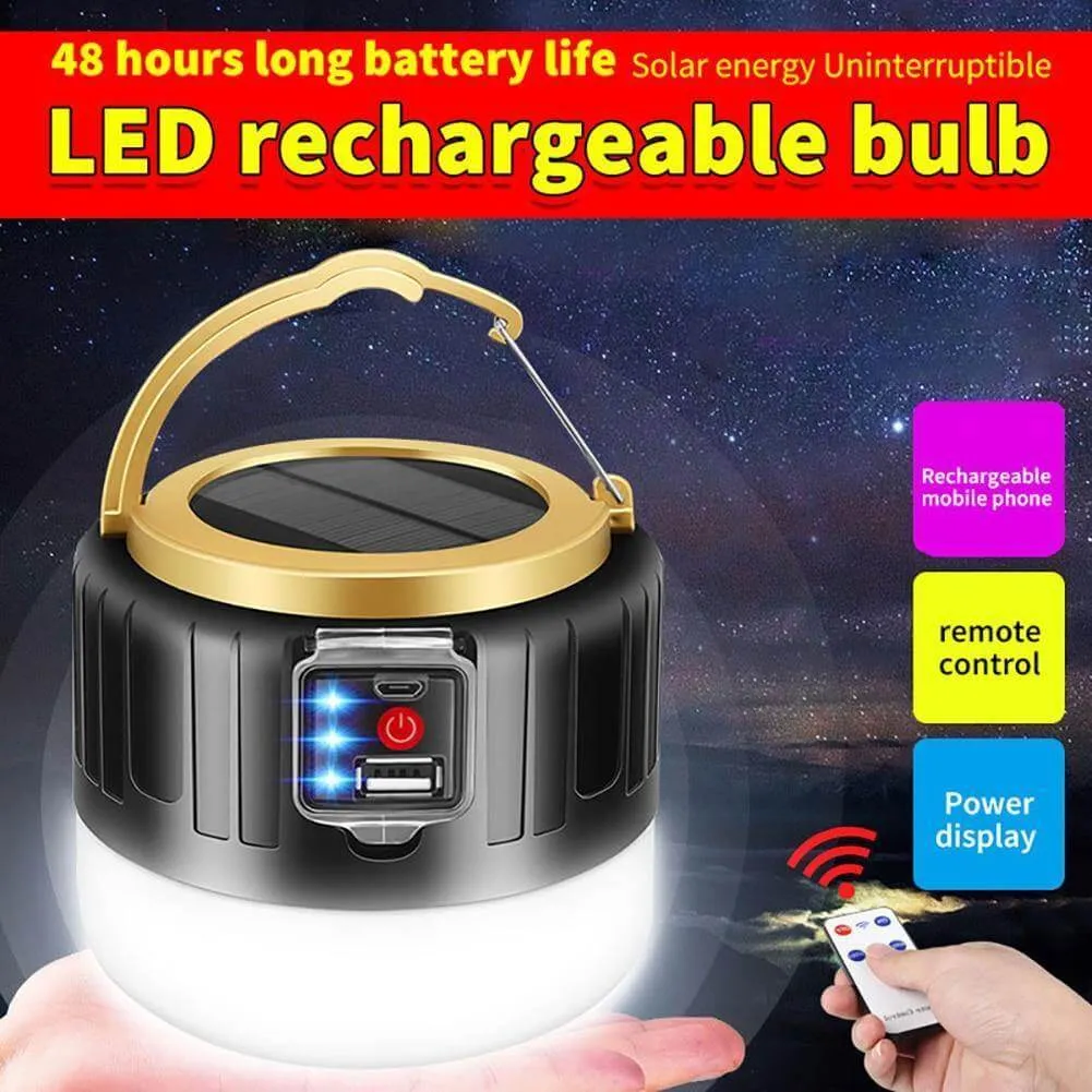 Outdoor Waterproof Solar Rechargeable Camping LED Lamp