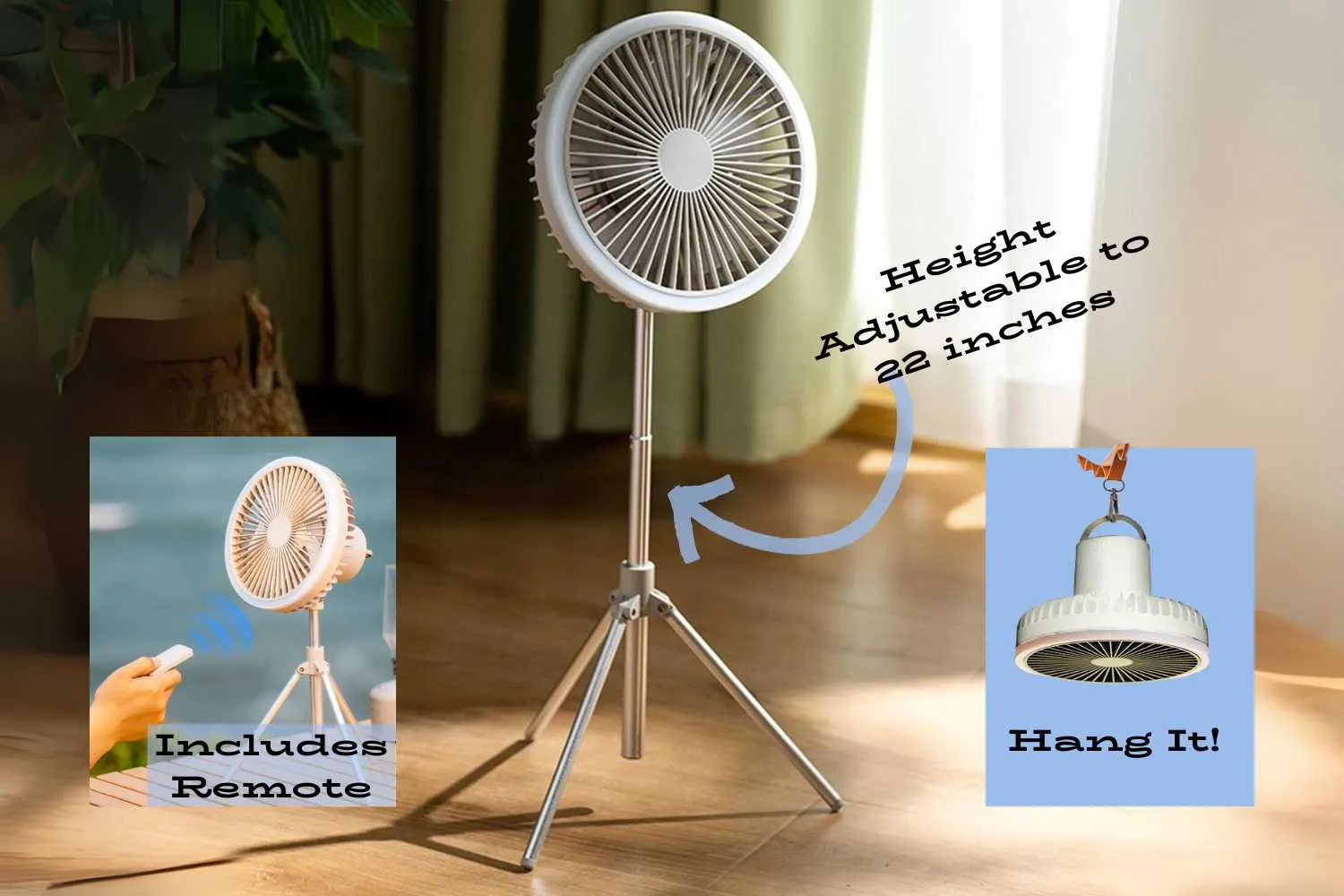 Tripod Portable Fan with Night Light