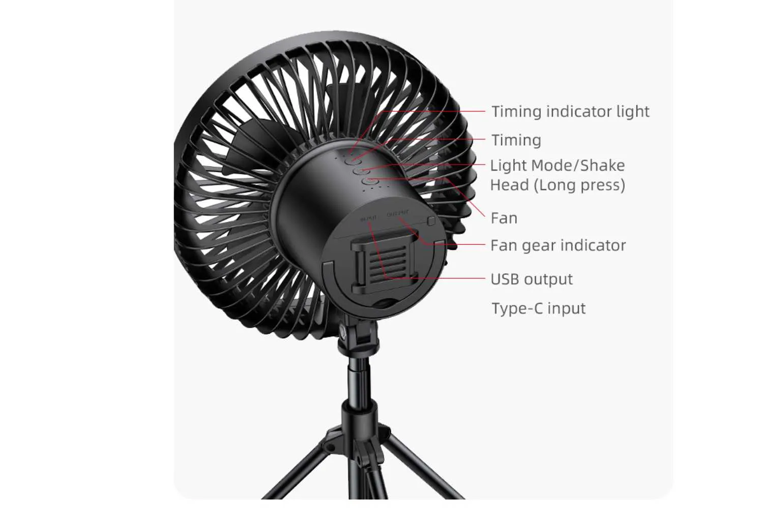 Tripod Portable Fan with Night Light