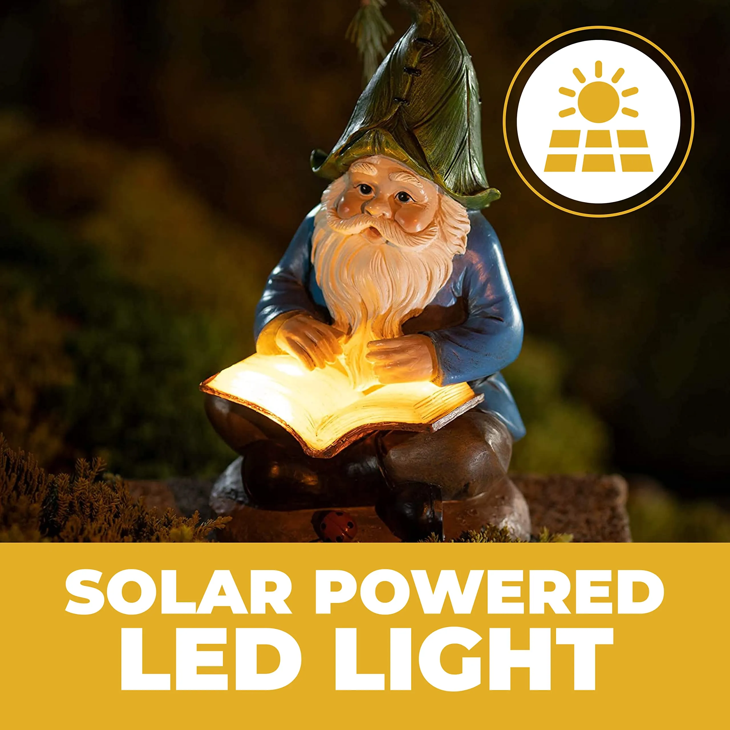 Vp Home Scholarly Gnome Solar Powered Led Outdoor Decor Garden Light