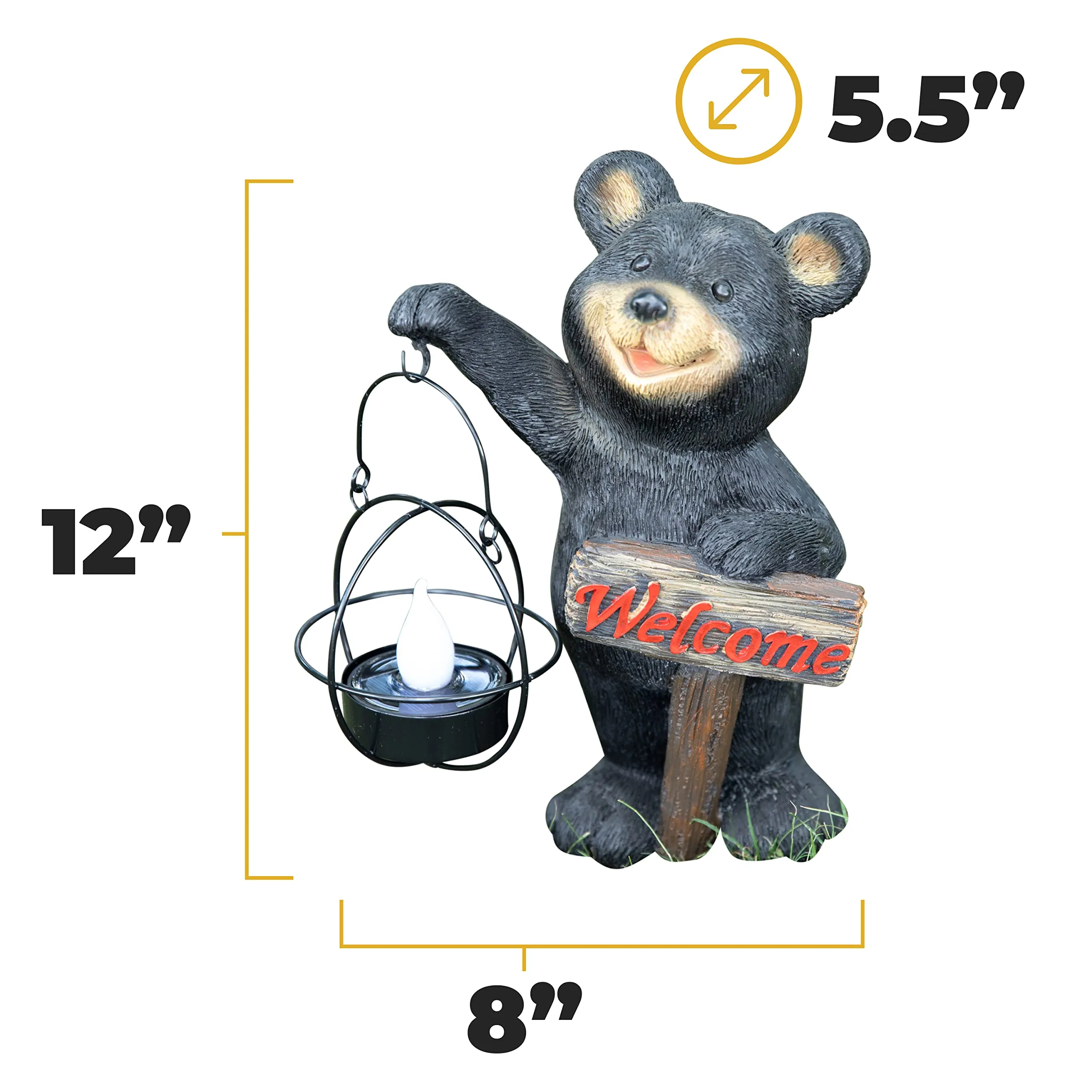 VP Home Welcome Bear Solar Powered LED Outdoor Decor Garden